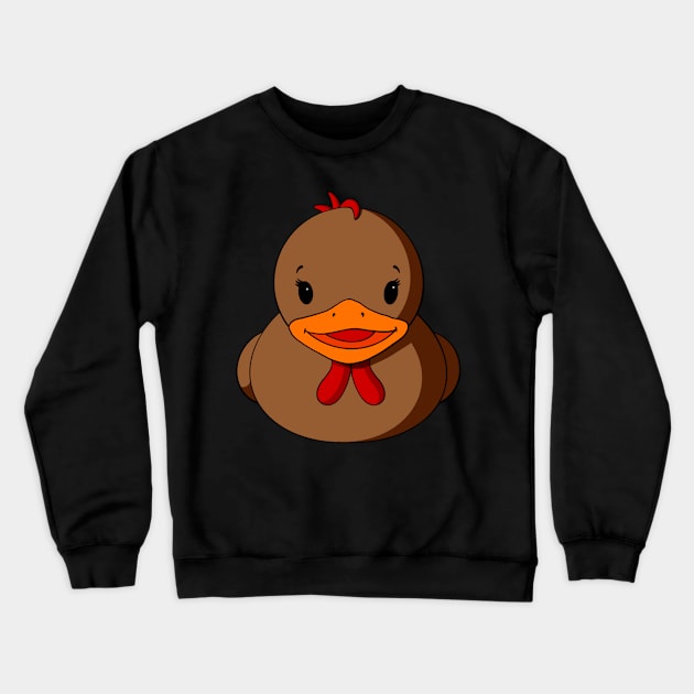 Brown Chicken Rubber Duck Crewneck Sweatshirt by Alisha Ober Designs